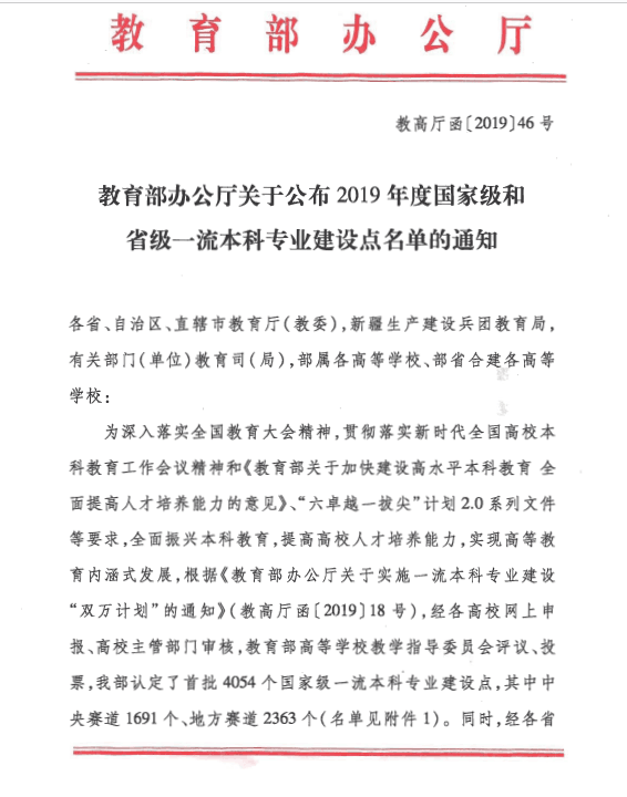 我校11个本科专业获批国家级一流本科专业建设点